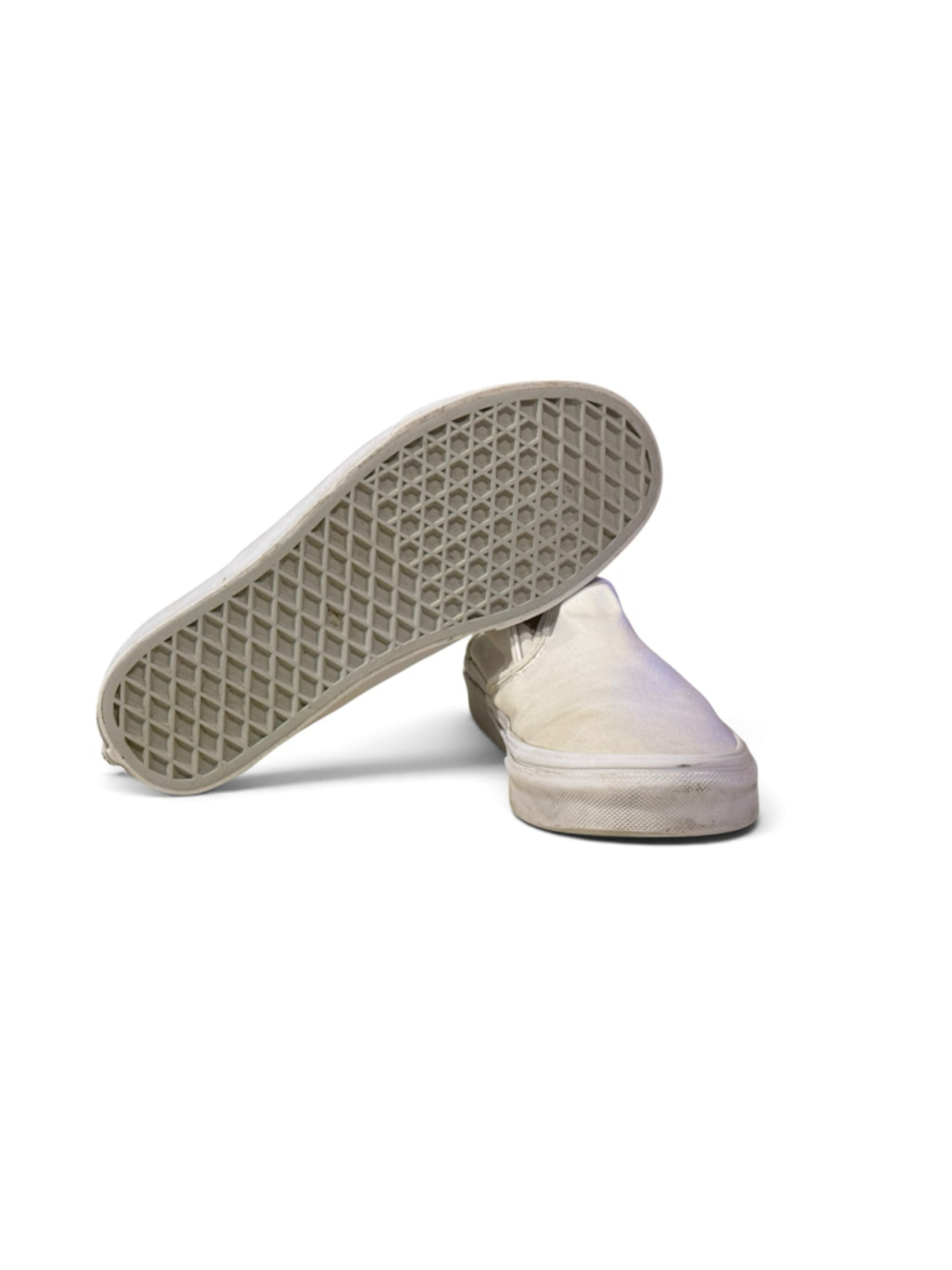 Vans Classic Slip-On Shoes Womens 7 Mens 5.5 White Canvas Low Top Sneakers - Picture 3 of 8